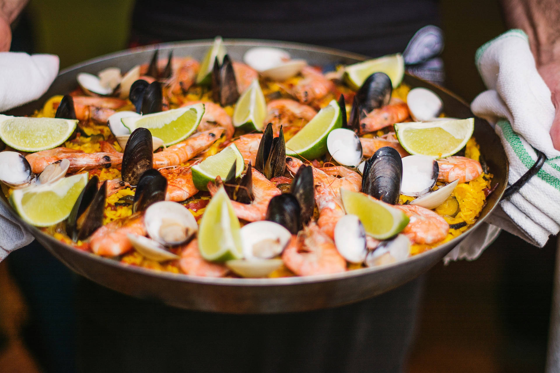 Spanish Paella With Lime Slices