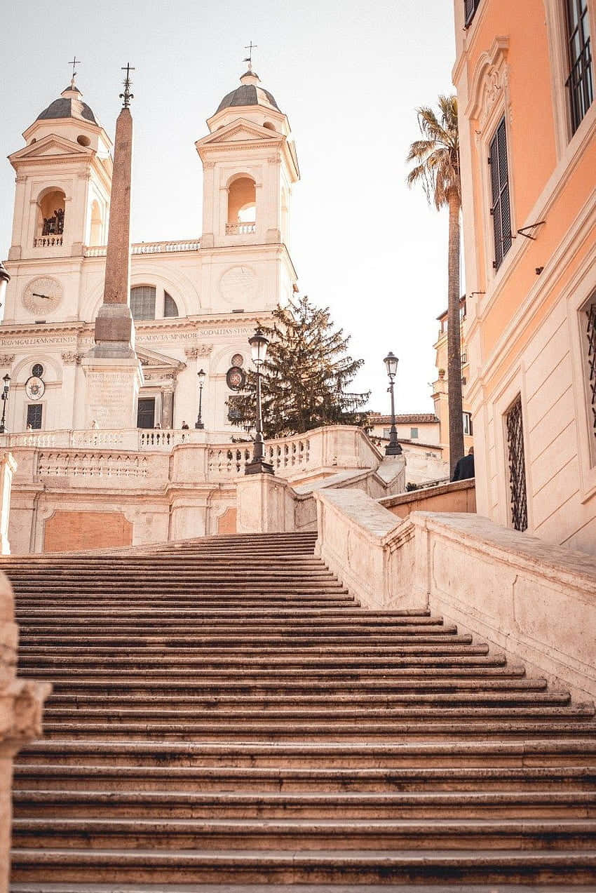 Spanish Steps Clear Sky Background