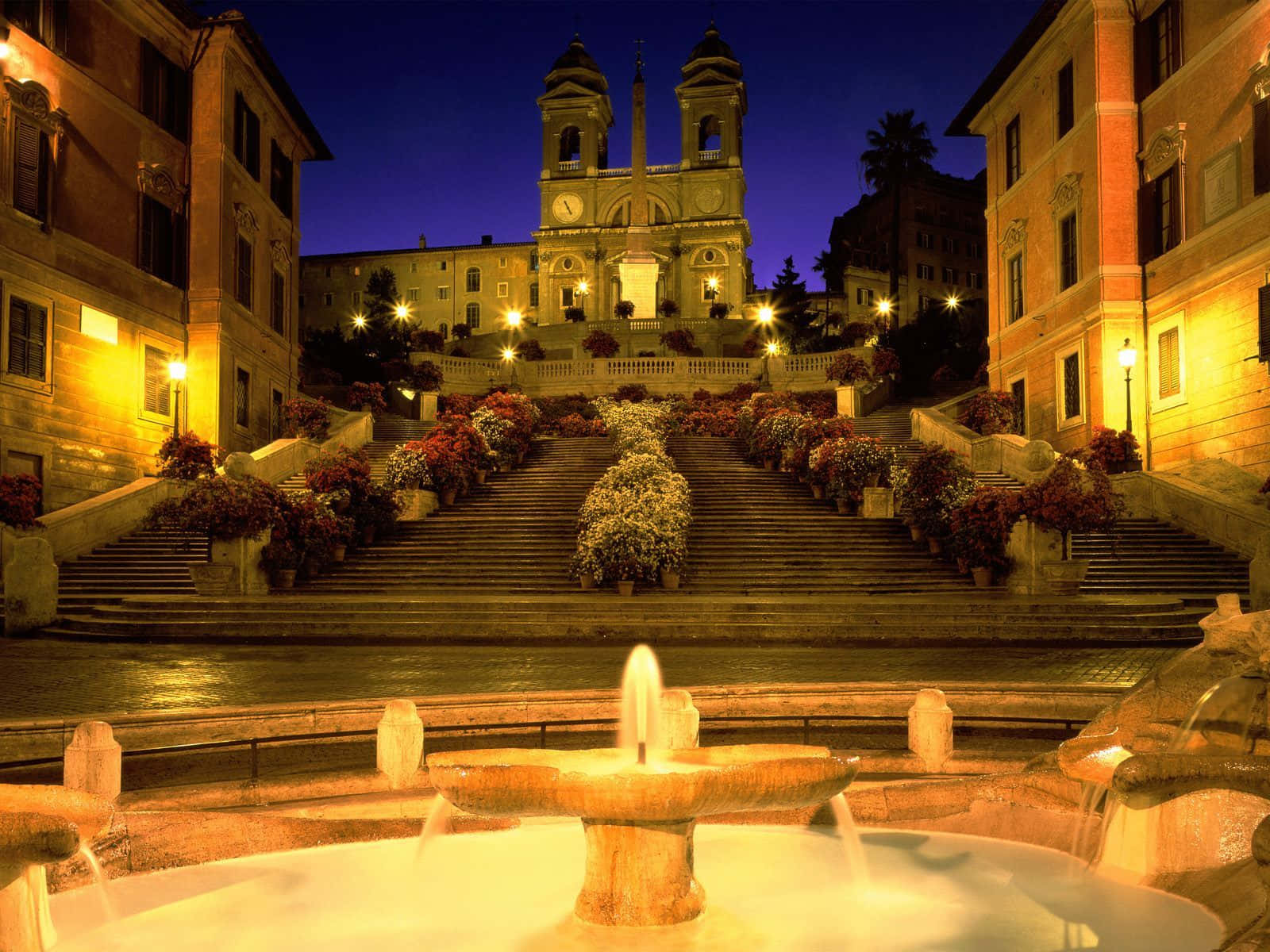 Spanish Steps During Nighttime Background