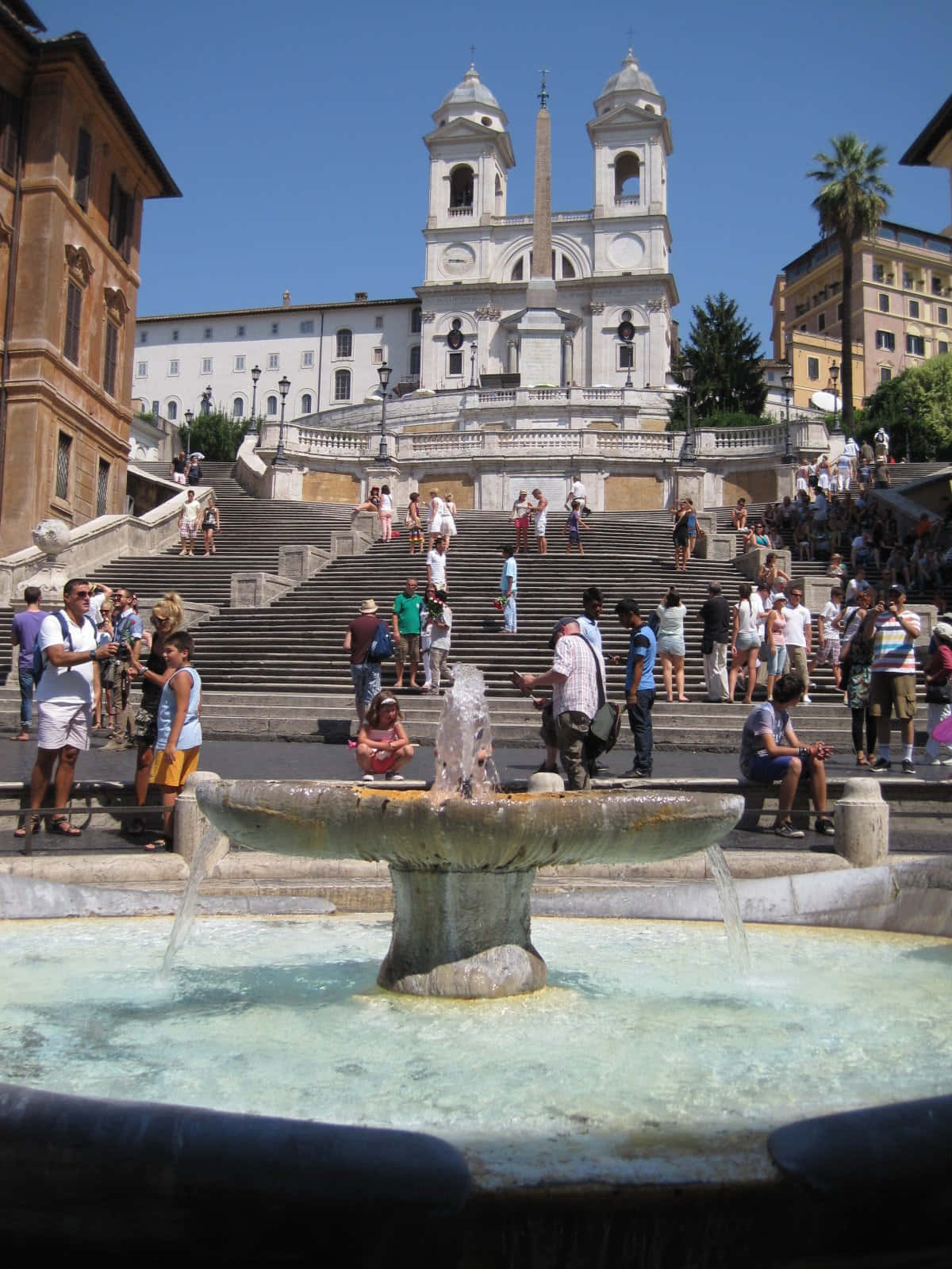 Spanish Steps Flowing Fountain Background