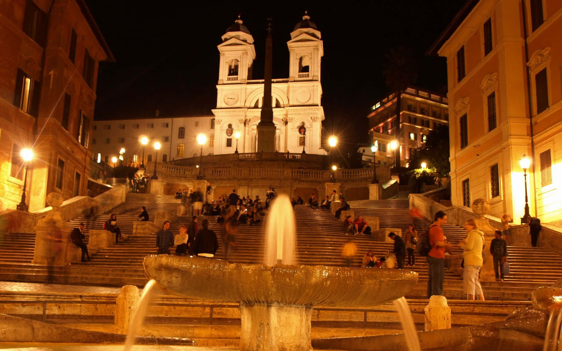 Spanish Steps Golden Lights Background
