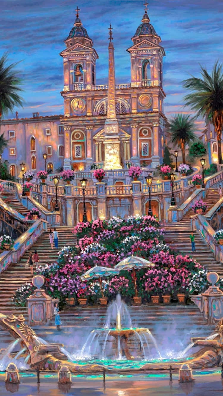 Spanish Steps Monument Portrait Background