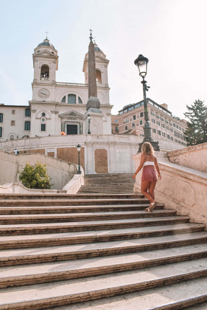 Spanish Steps Monument Woman Background