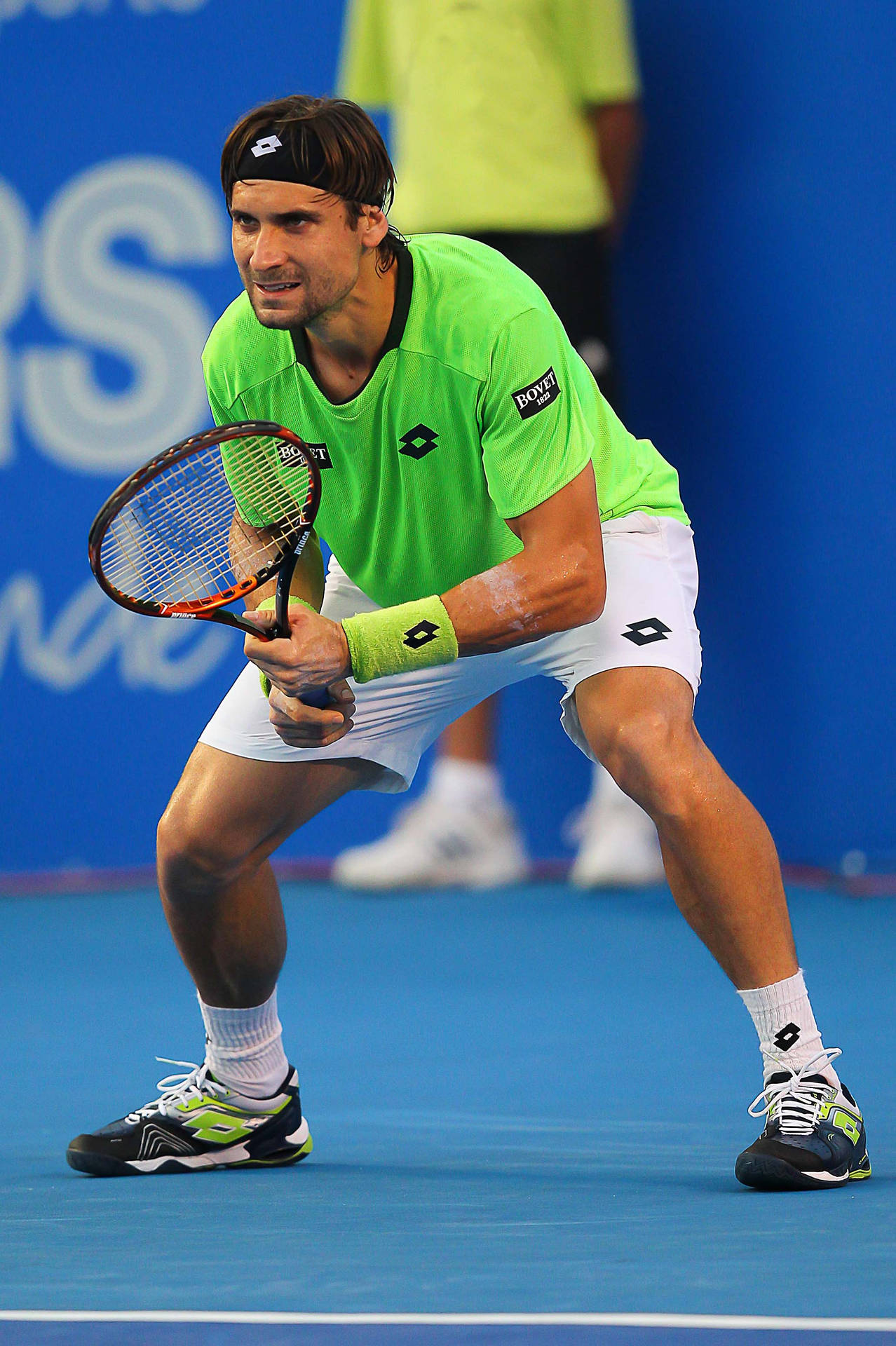 Spanish Tennis Legend David Ferrer In Ready Stance Background