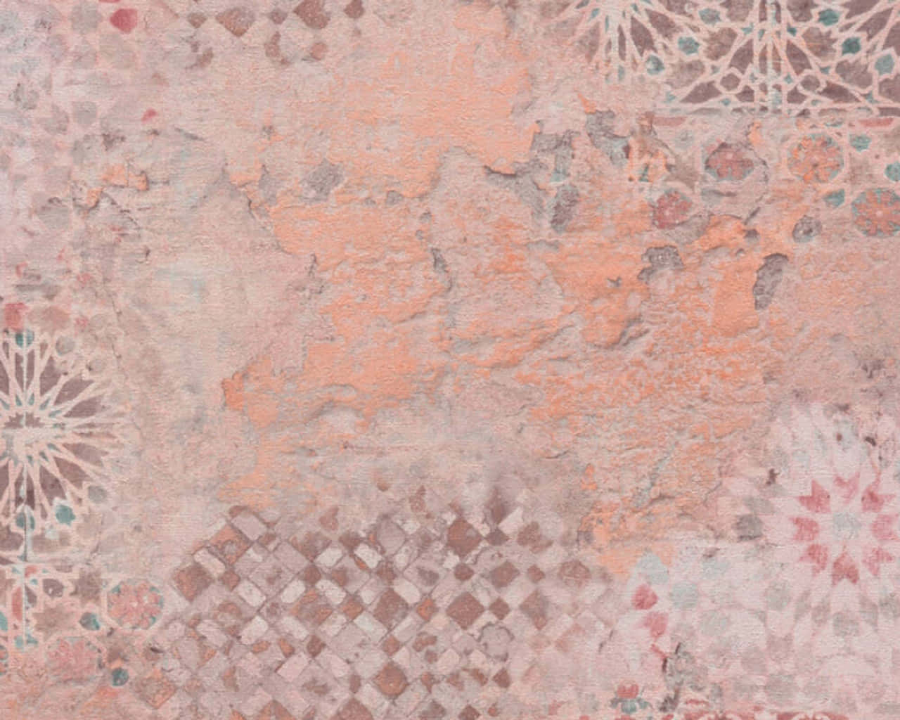 Spanish Tiles In Brown And Orange Distraught Background