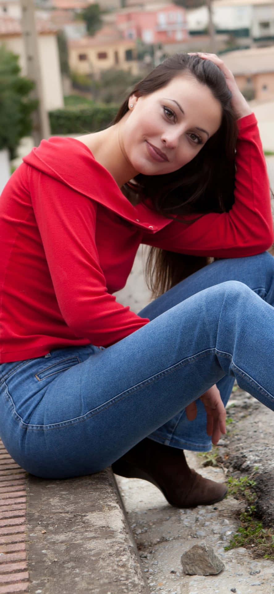 Spanish Woman In Red Long Sleeve