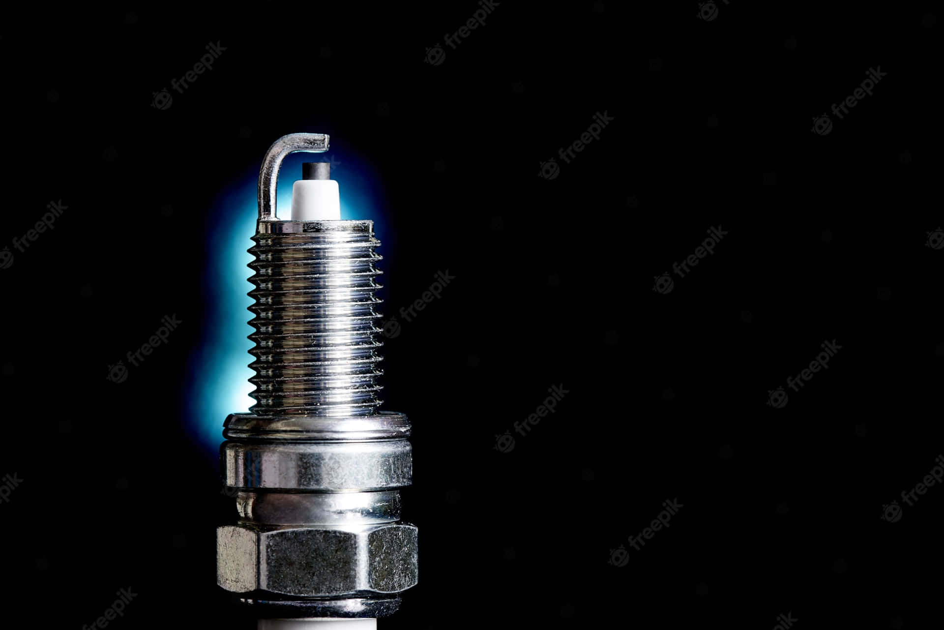 Spark Plug Blue Light Background