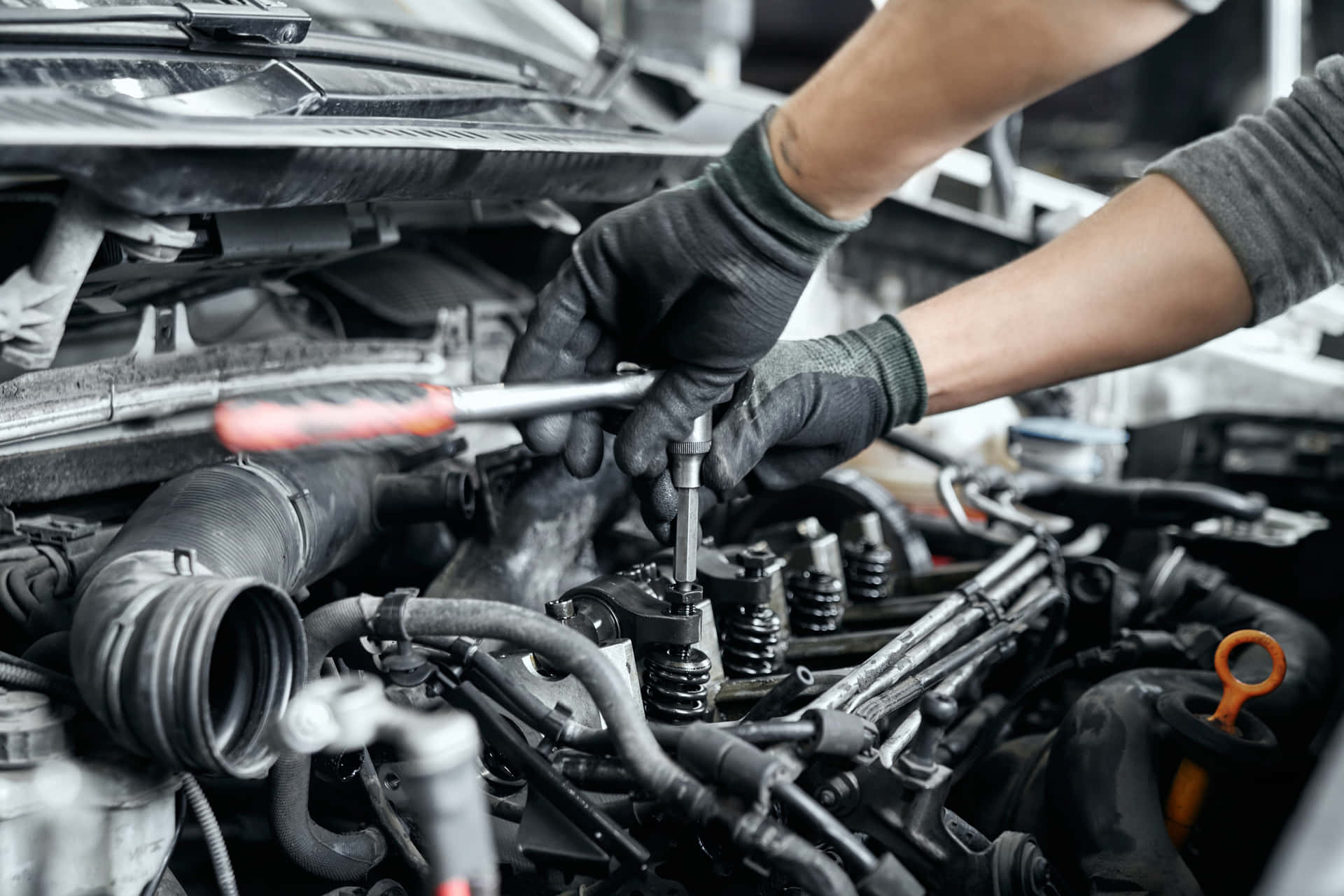 Spark Plug Engine Being Fixed Background