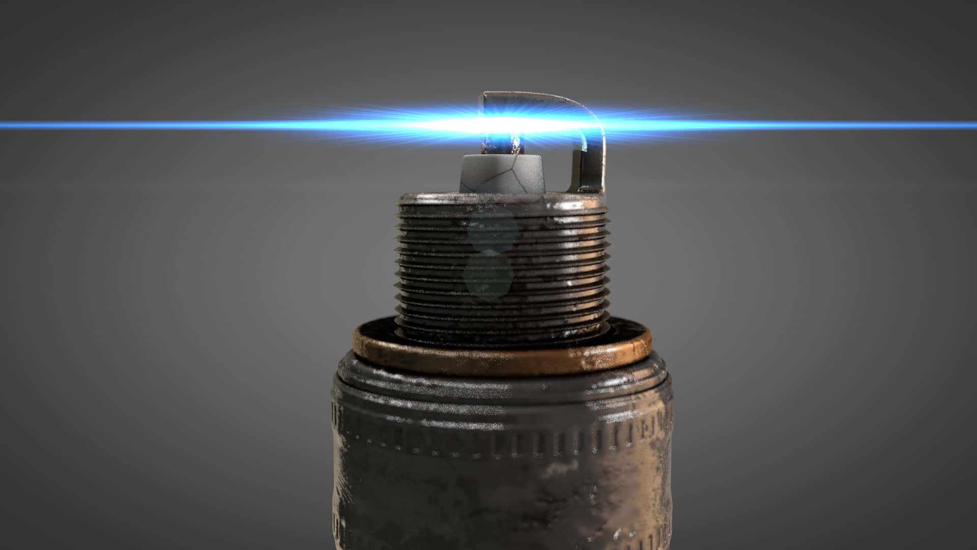 Spark Plug Gray Background Blue Light Background