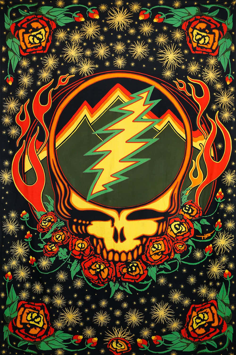 Sparkles And Skull Logo Of Grateful Dead Iphone Background