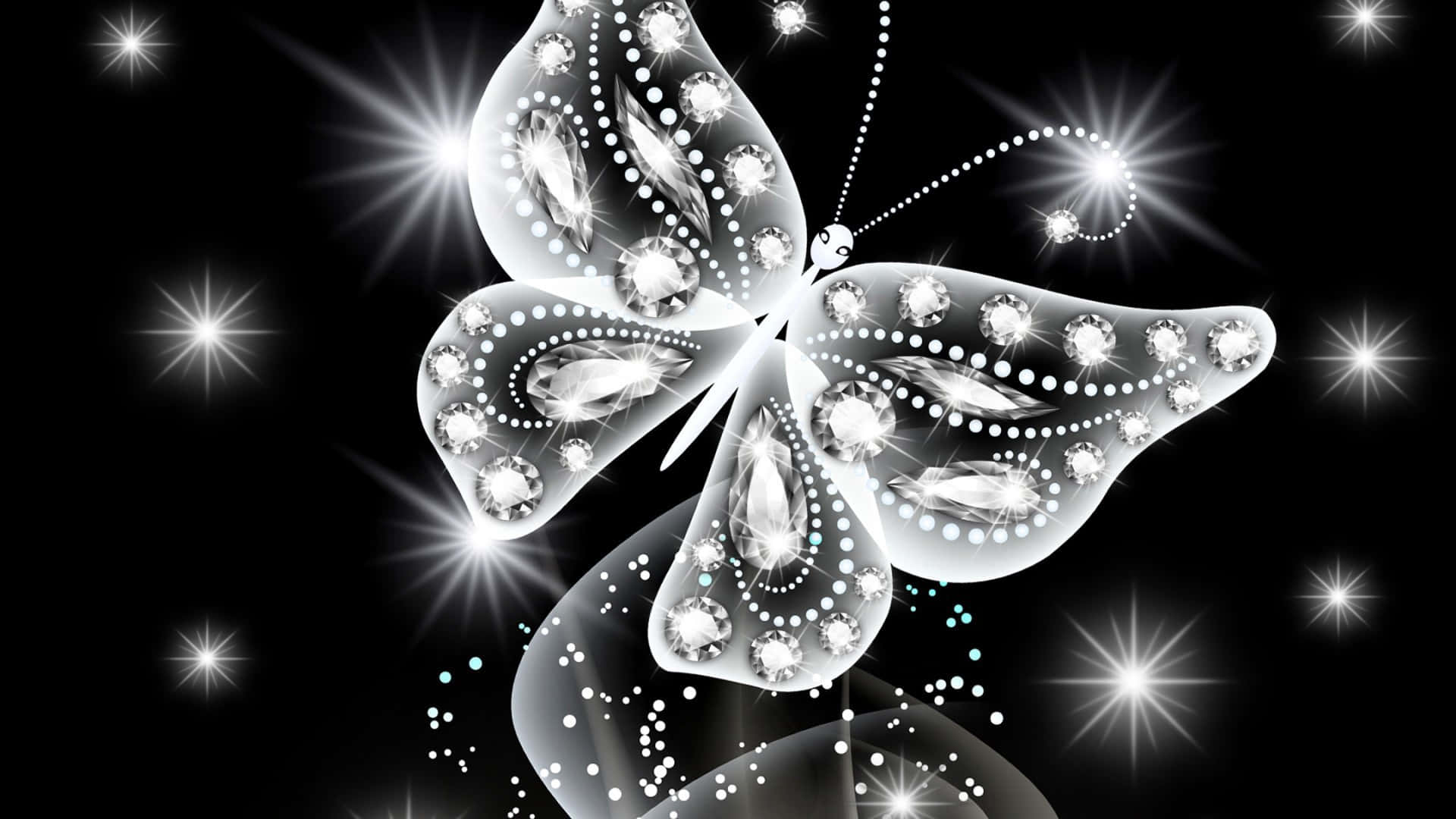 Sparkling Blackand White Butterfly Background