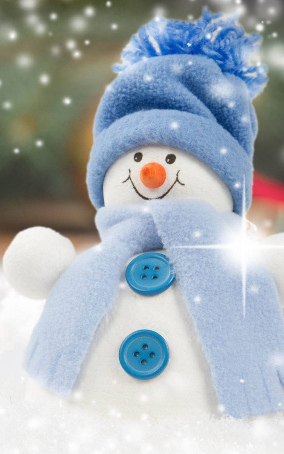 Sparkling Blue Cute Snow Man Background