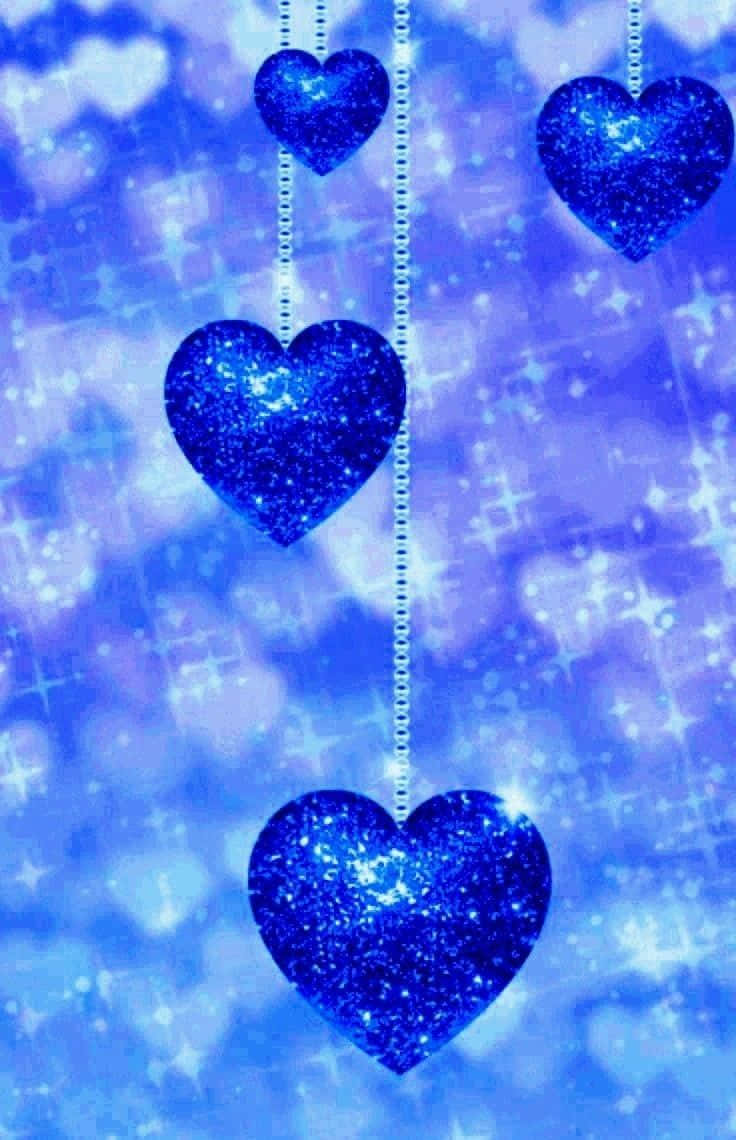 Sparkling Blue Hearts Background