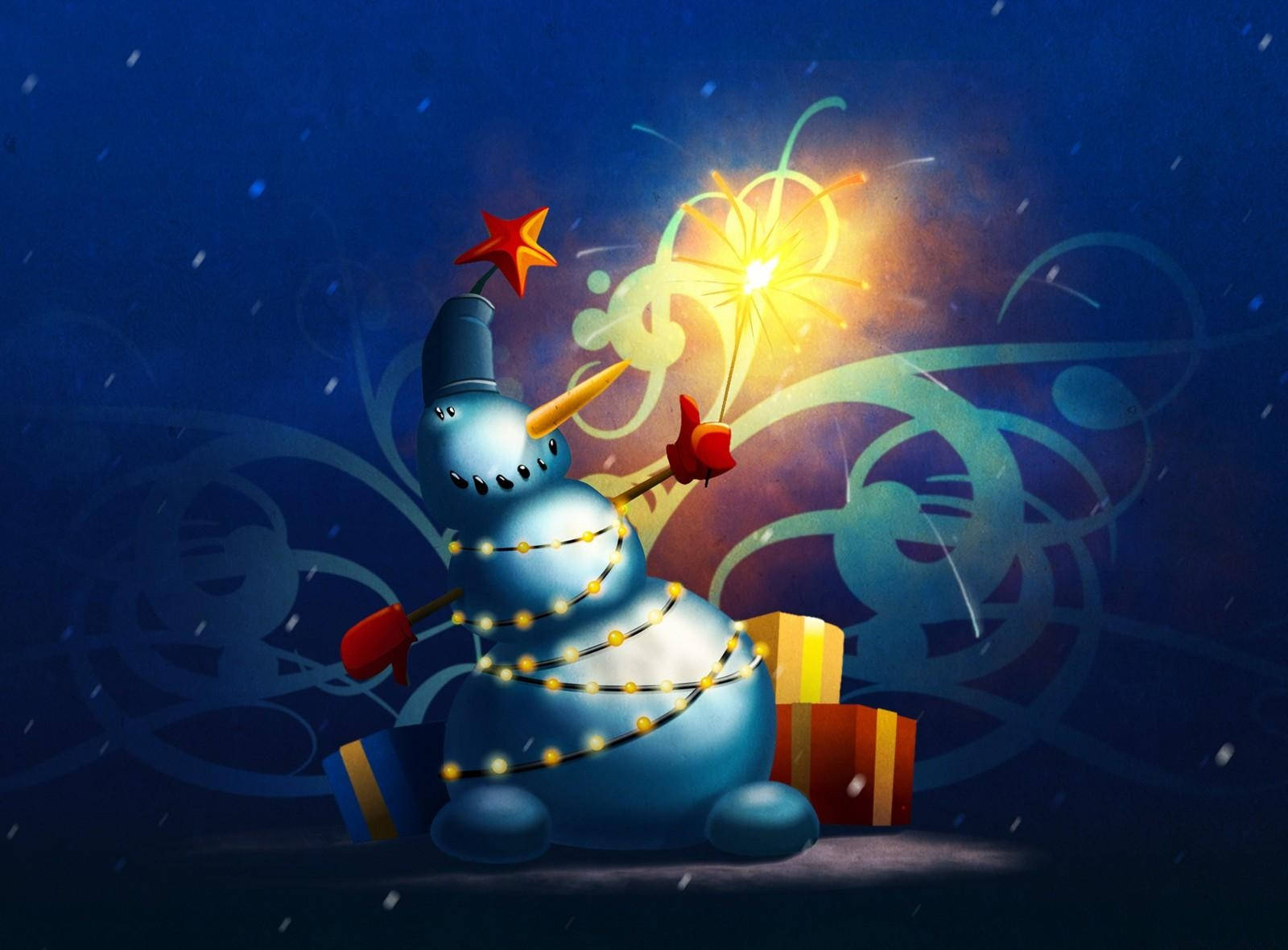 Sparkling Blue Snowman