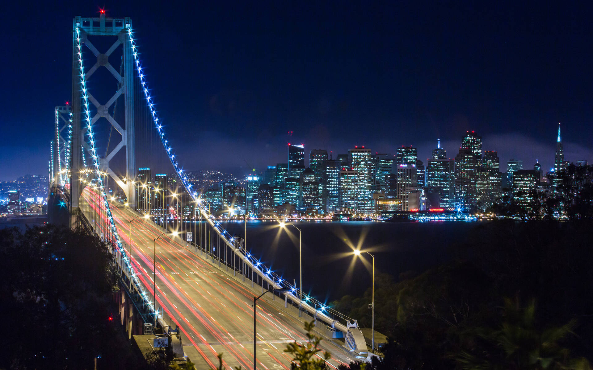 Sparkling Bridge Skyline San Francisco Photography Background