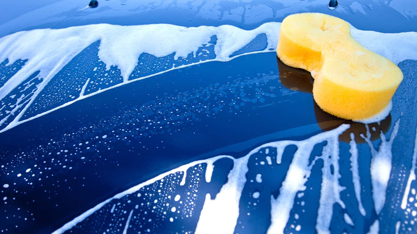 Sparkling Clean Car With High-quality Sponge Background
