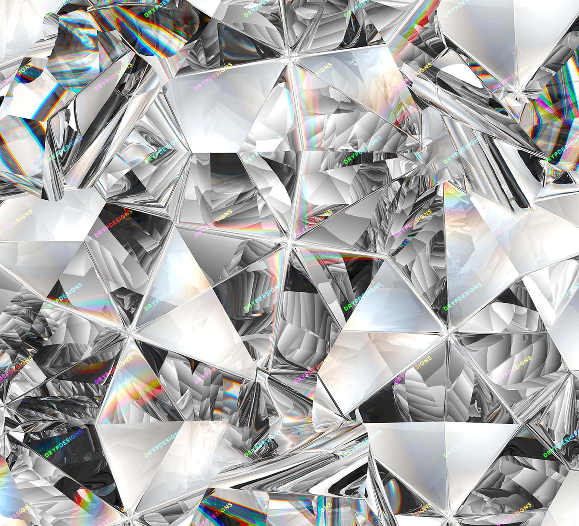 Sparkling Crystals On A Diamond Aesthetic Background