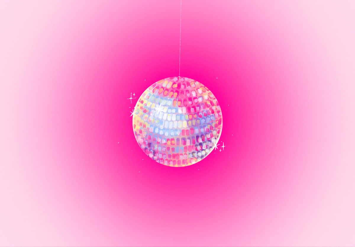 Sparkling Disco Ball Pink Backdrop