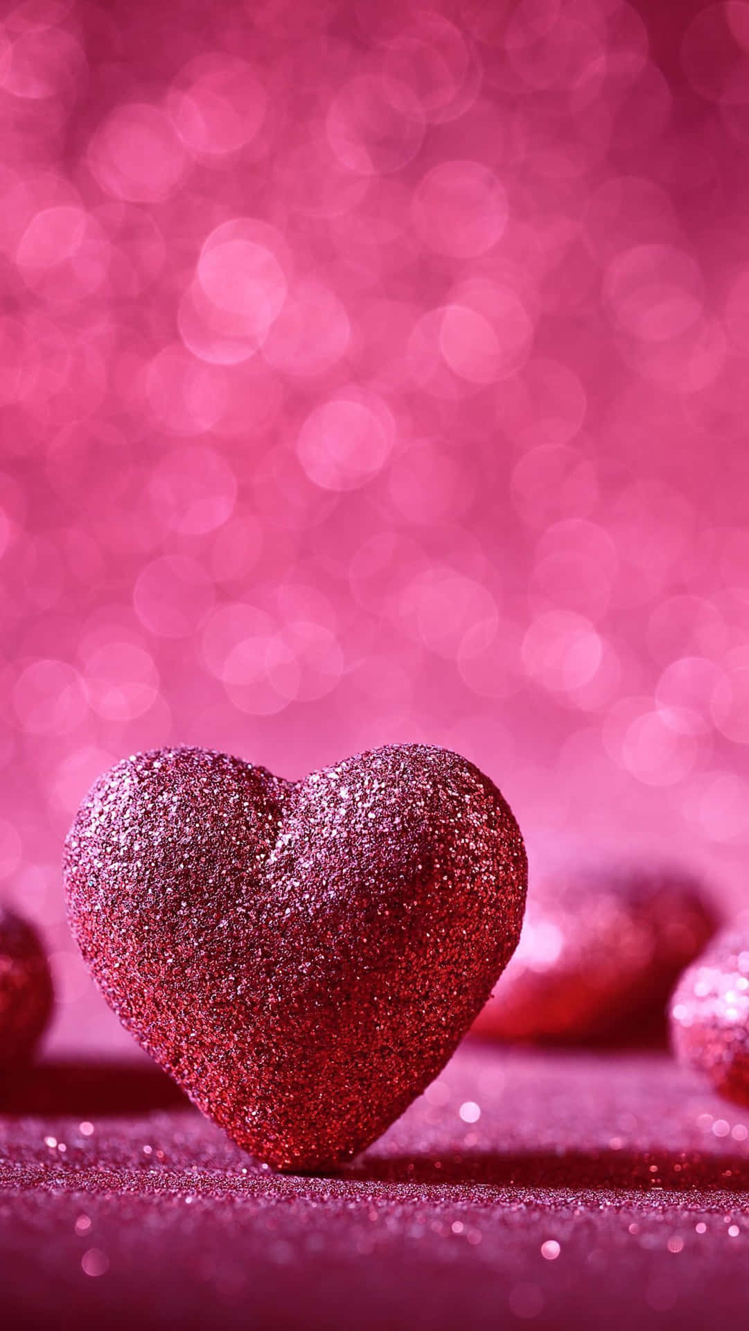 Sparkling Glitter Pink Hearts Phone Background