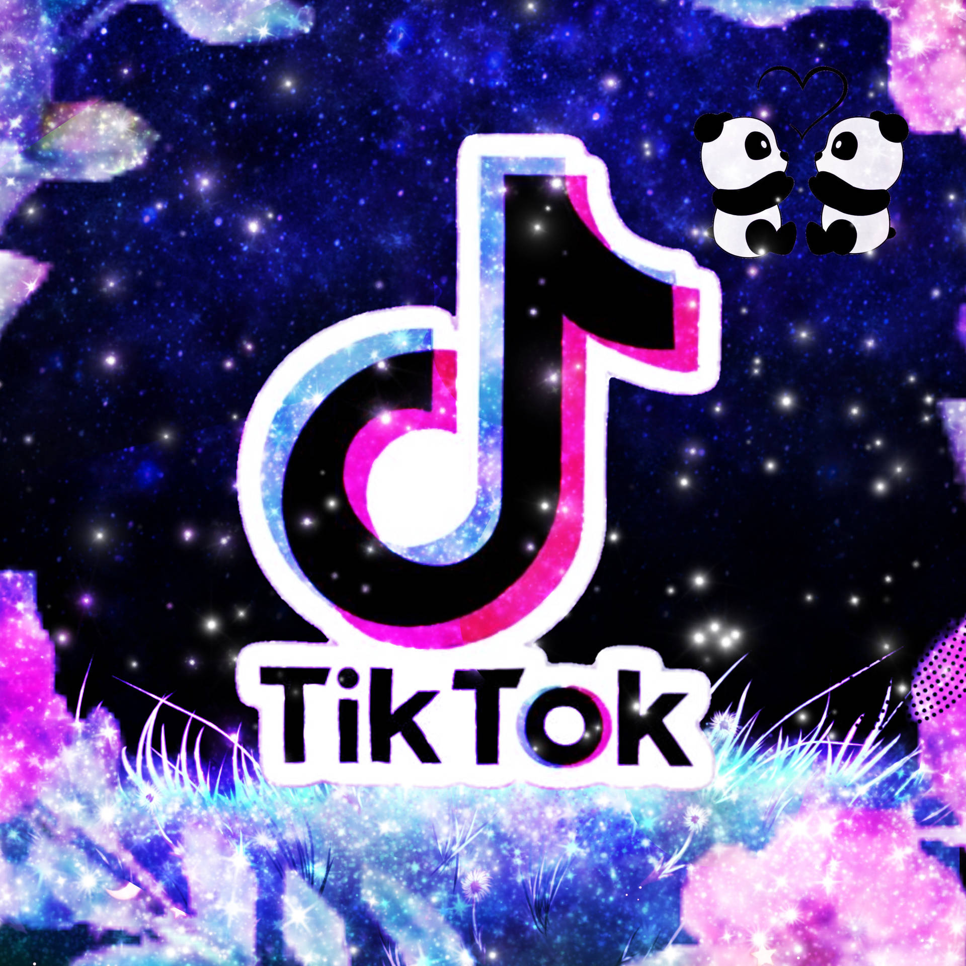Sparkling Glitter Tiktok Logo