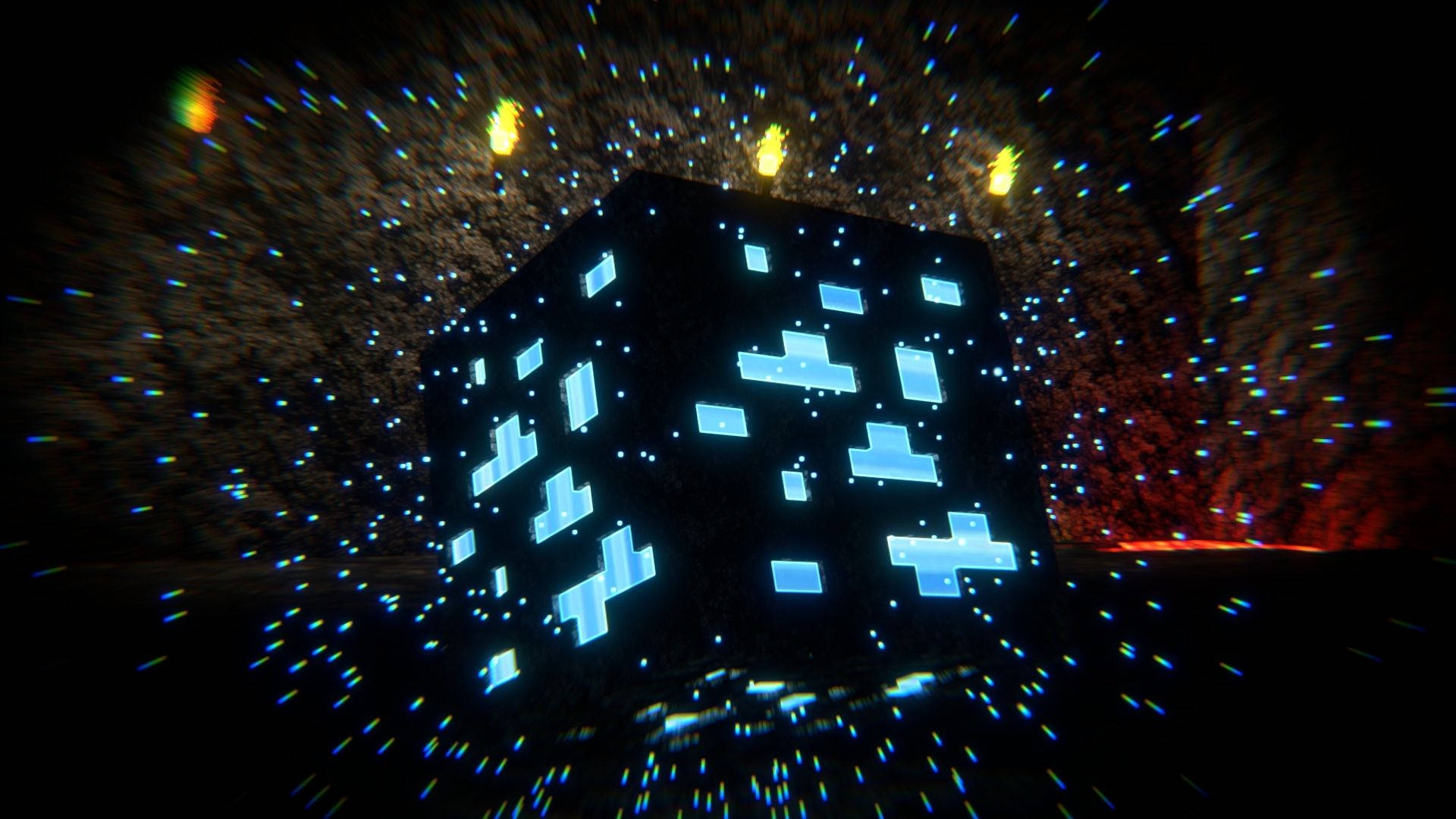 Sparkling Minecraft Diamond Blocks Background