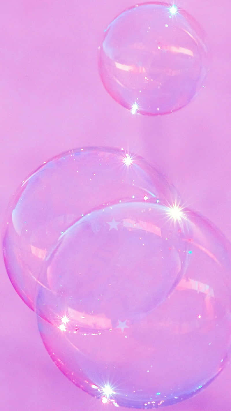Sparkling Pink Bubbles Aesthetic Background