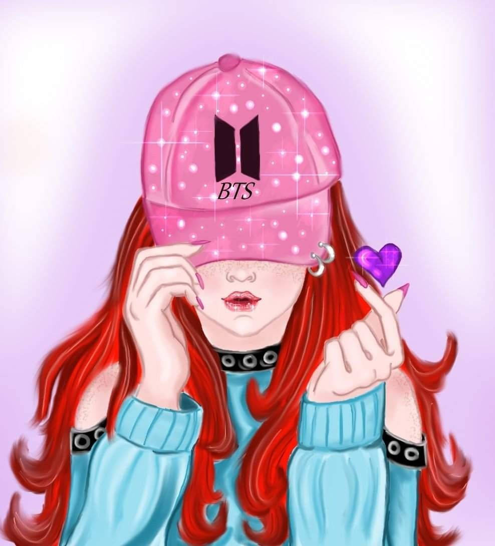 Sparkling Pink Cap Bts Army Girl Background