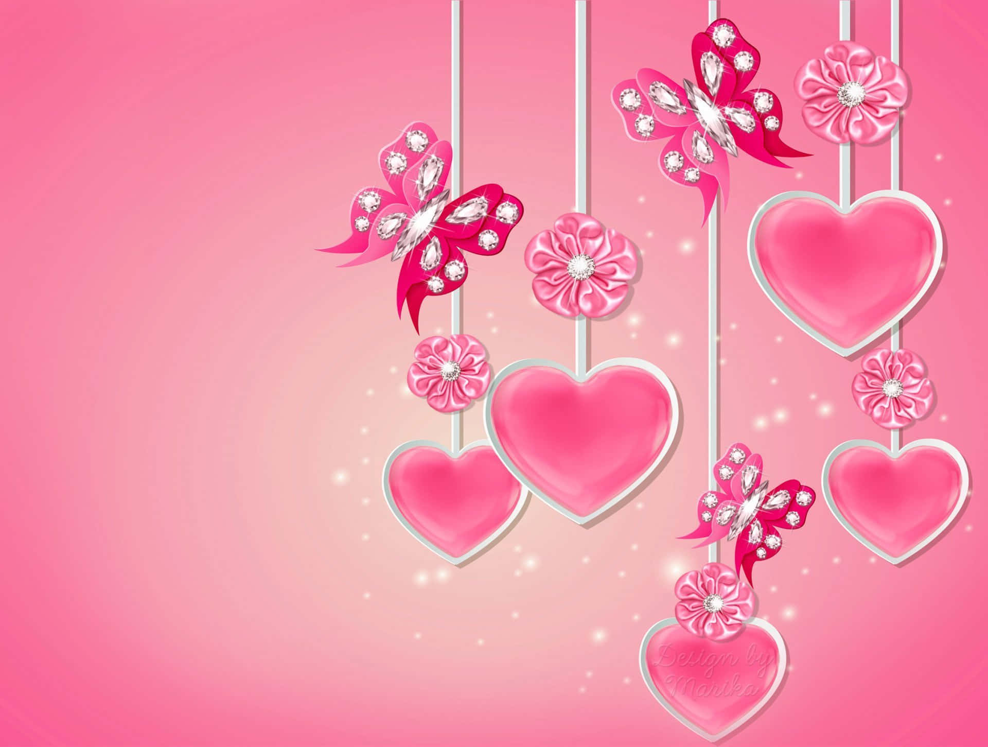 Sparkling Pink Hearts Desktop Background Background