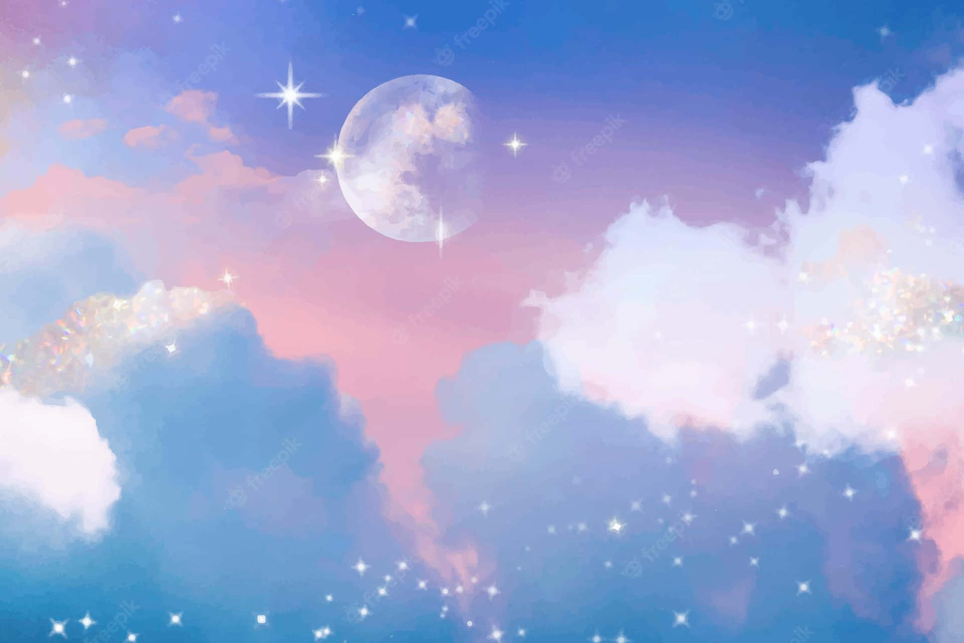 Sparkling Pink Moon And Sky Background