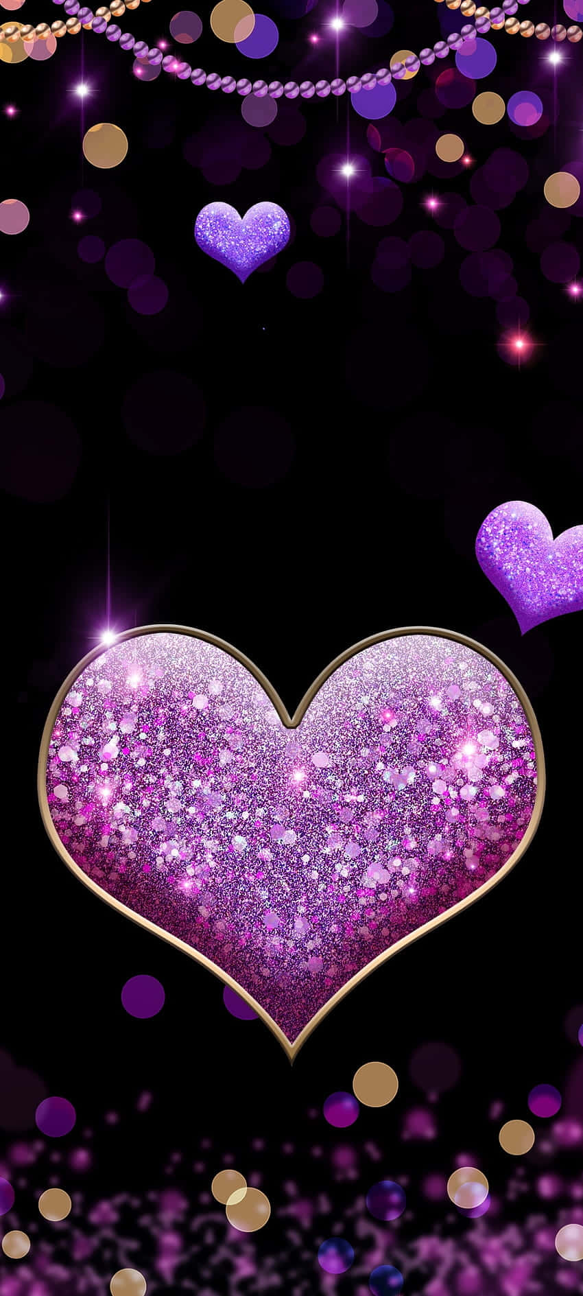 Sparkling Purple Hearts Wallpaper Background