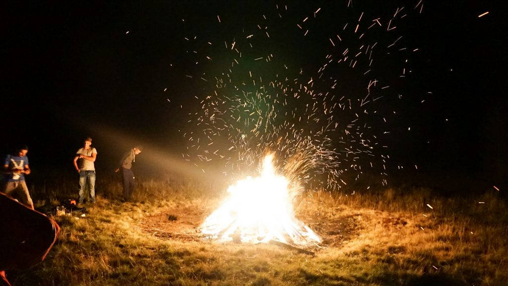 Sparkly Bonfire In Romania Background