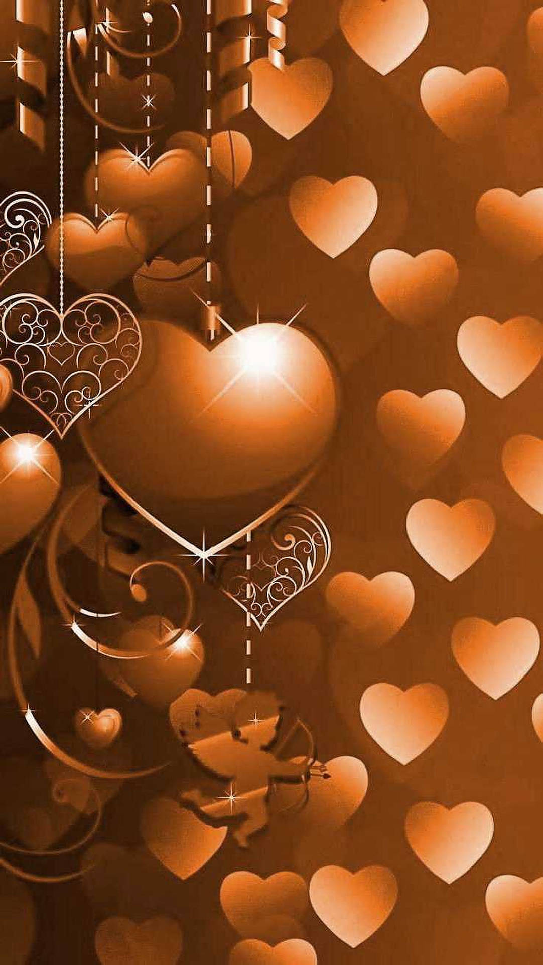Sparkly Brown Heart Background