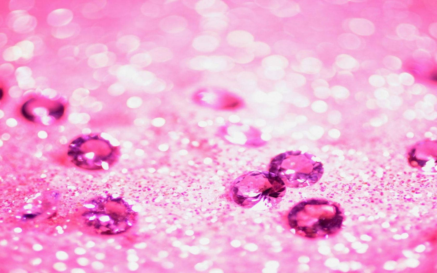 Sparkly Gems On Pink Glitter