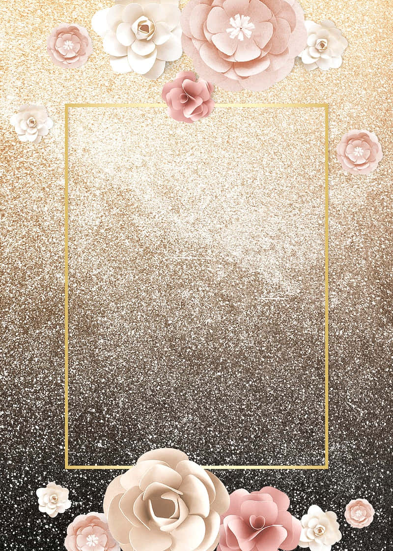 Sparkly Gold Floral Wedding Background Background