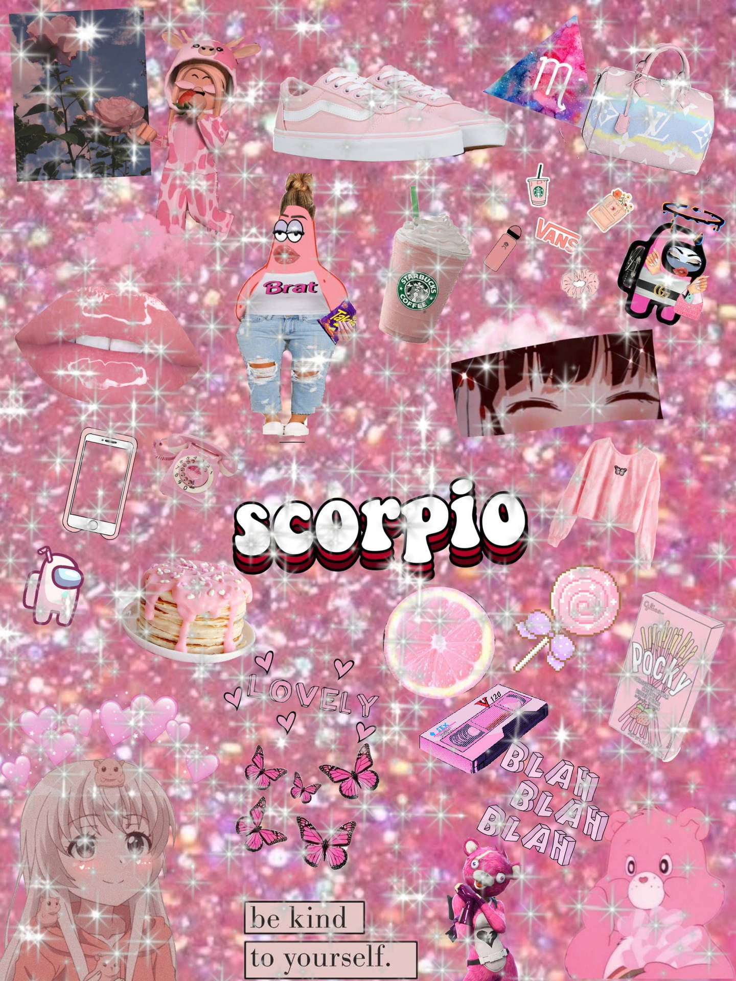 Sparkly Pink Scorpio Aesthetic Background