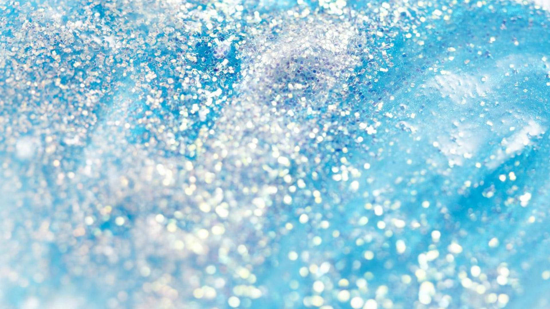 Sparkly Silver Glitters On Blue Slime Background