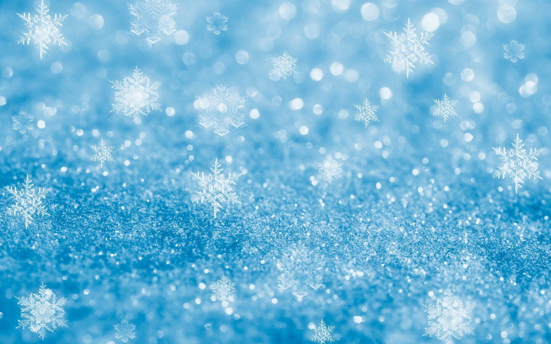 Sparkly Snowflakes And Blue Glitters Background