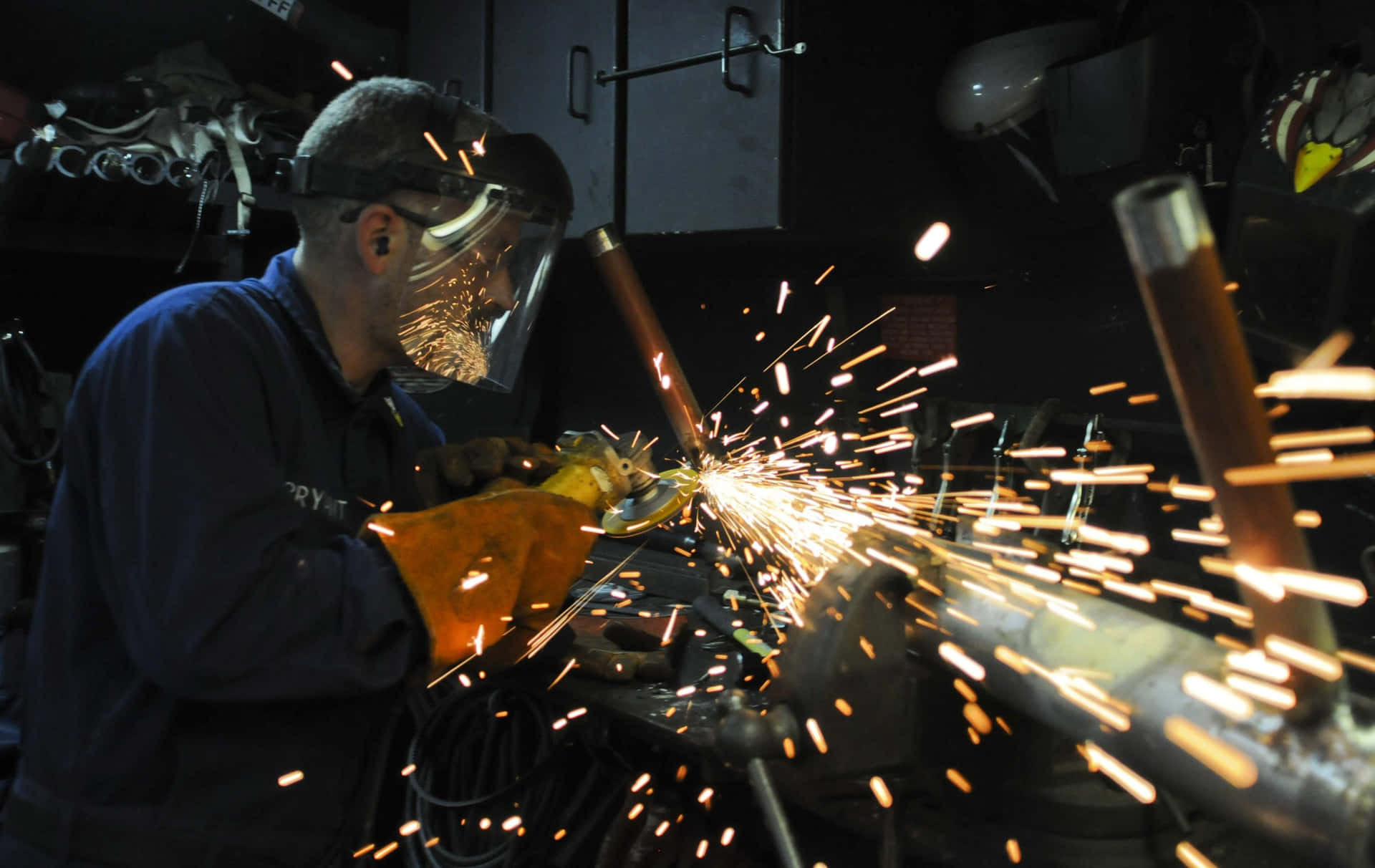 Sparks Fly As Skilled Welder Perfects Welds Background