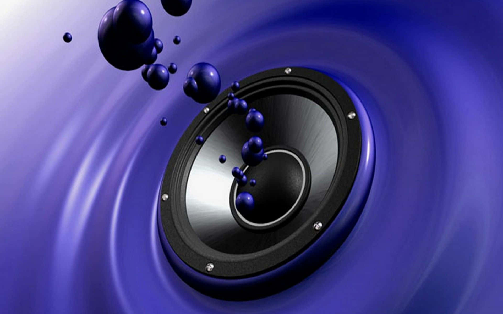 Speaker Submerged With Blue Waves And Bubbles Illustration Background