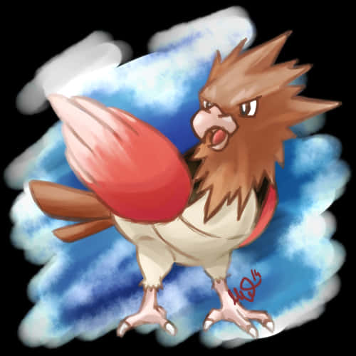 Spearow Fanart With Blue And White Background