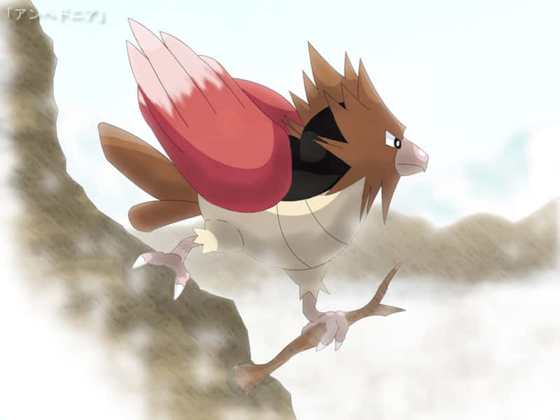 Spearow Perched On A Twig Branch Background