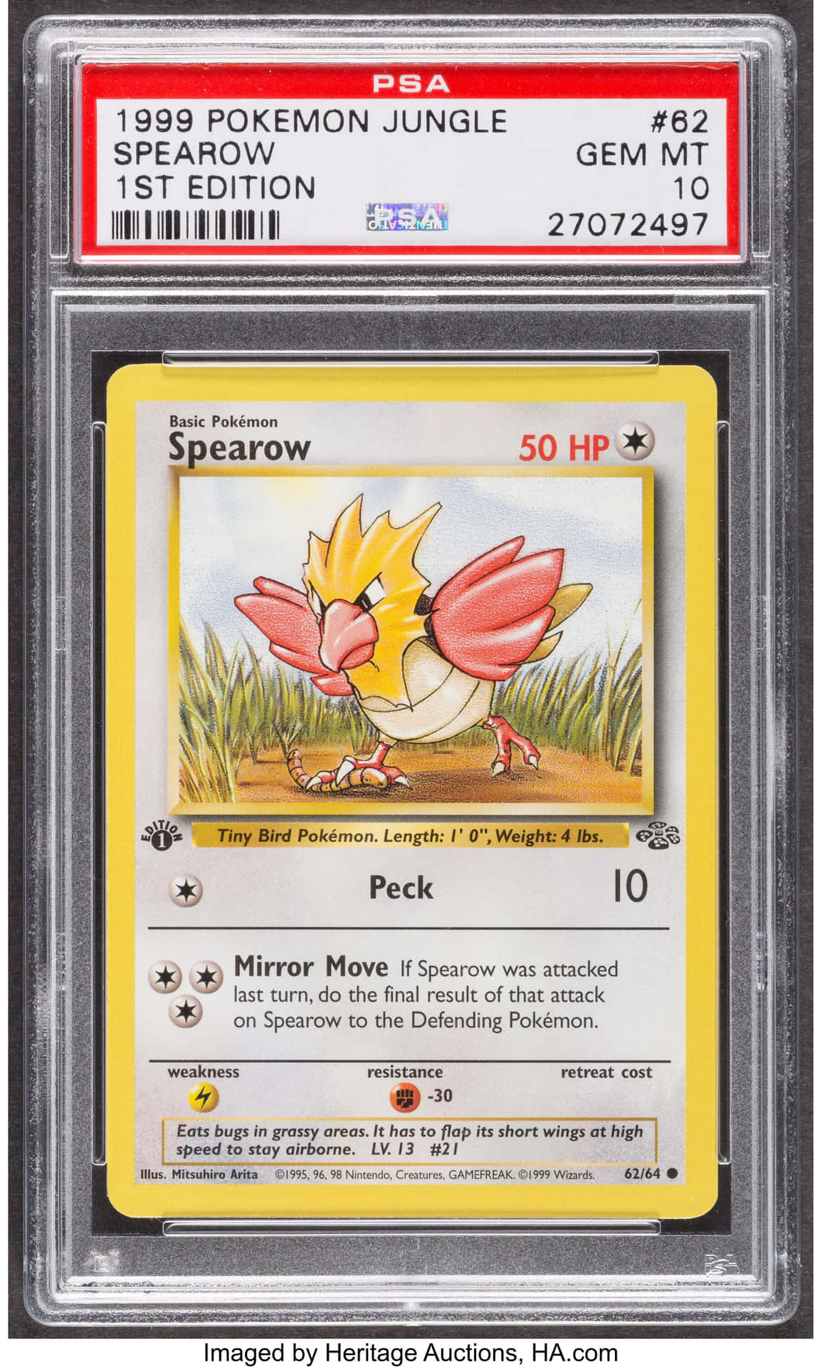 Spearow Pokemon Trading Card With Case Background