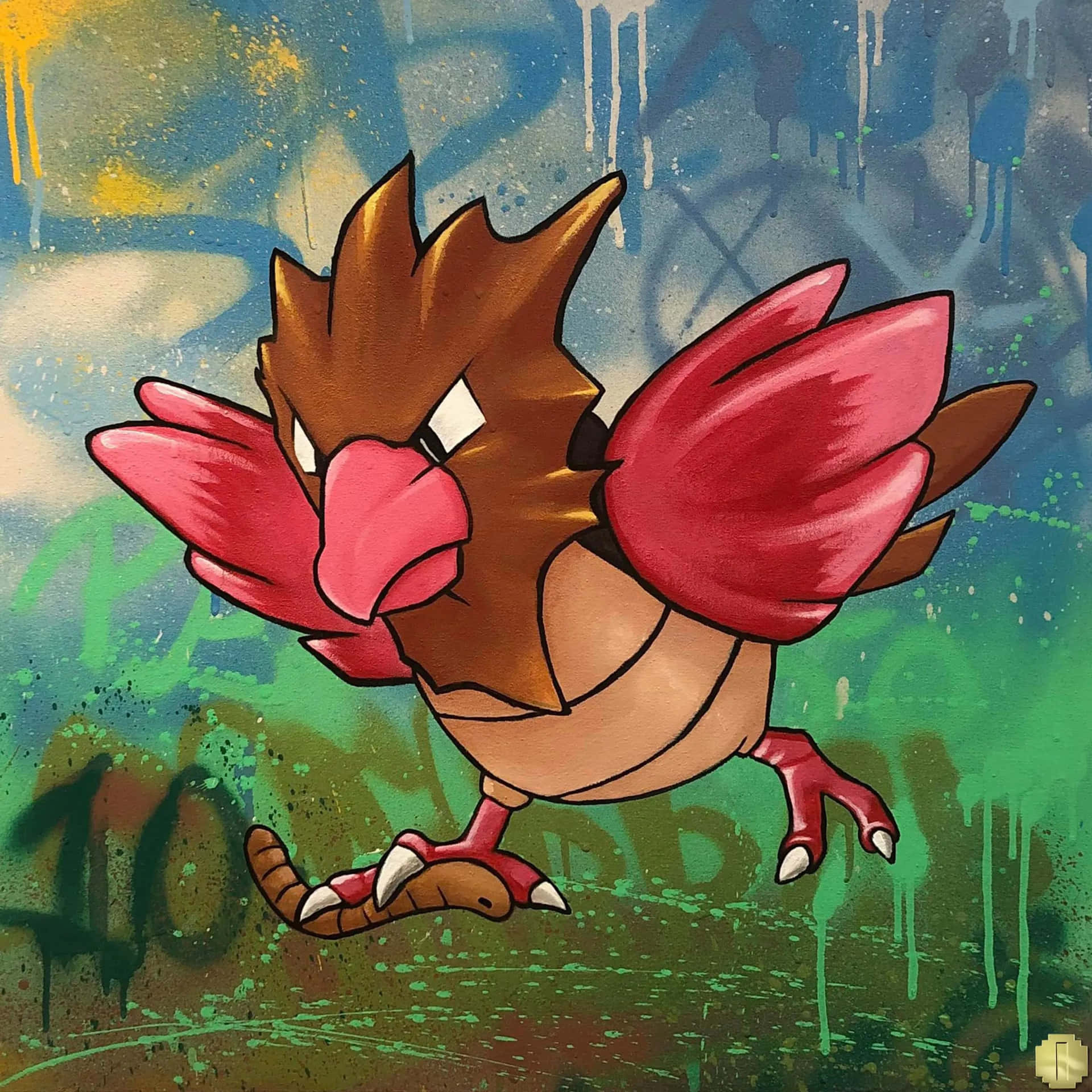 Spearow With Graffiti Background Background