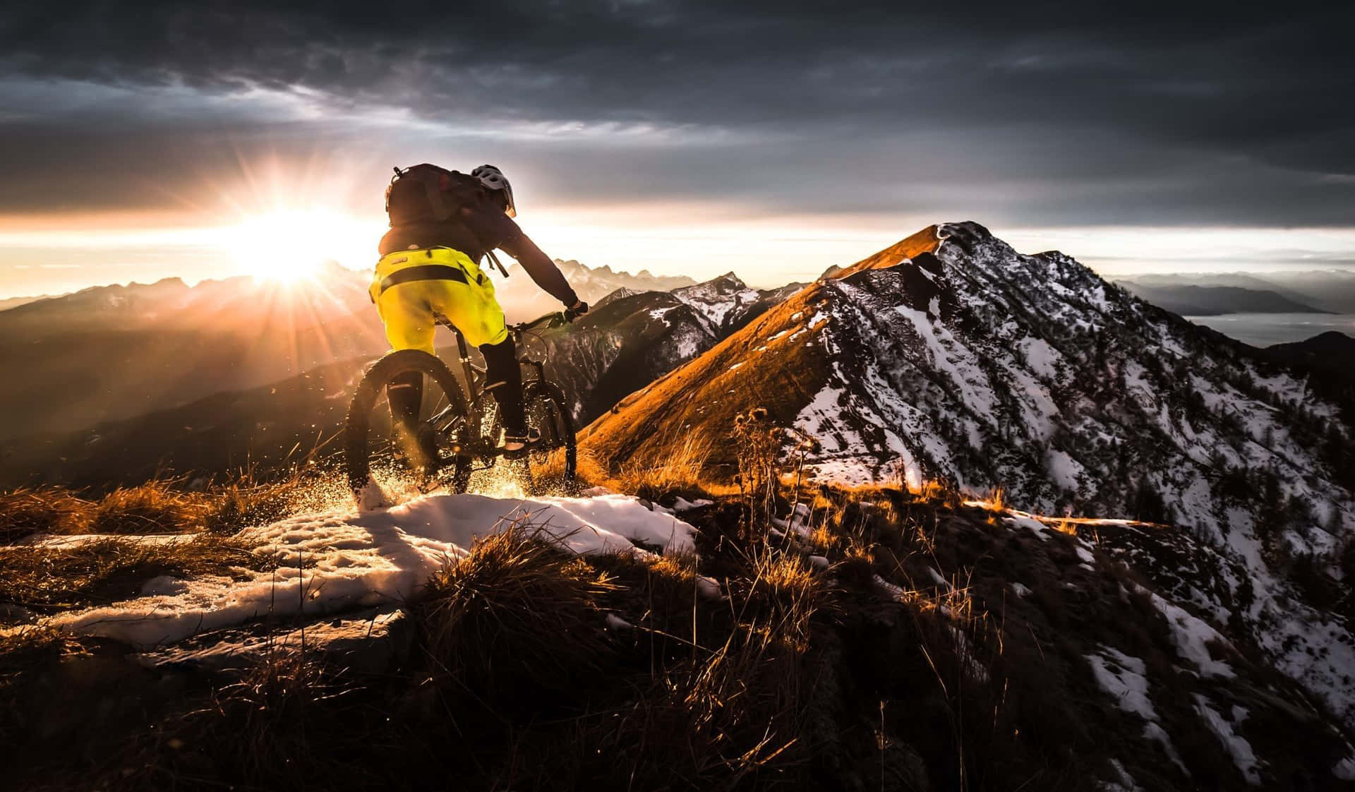 Specialized Mountain Bike On A Snowy Mountain Background