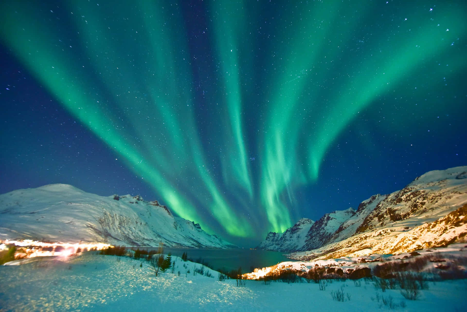 Spectacular Aurora Borealis Display In A Starry Night Sky