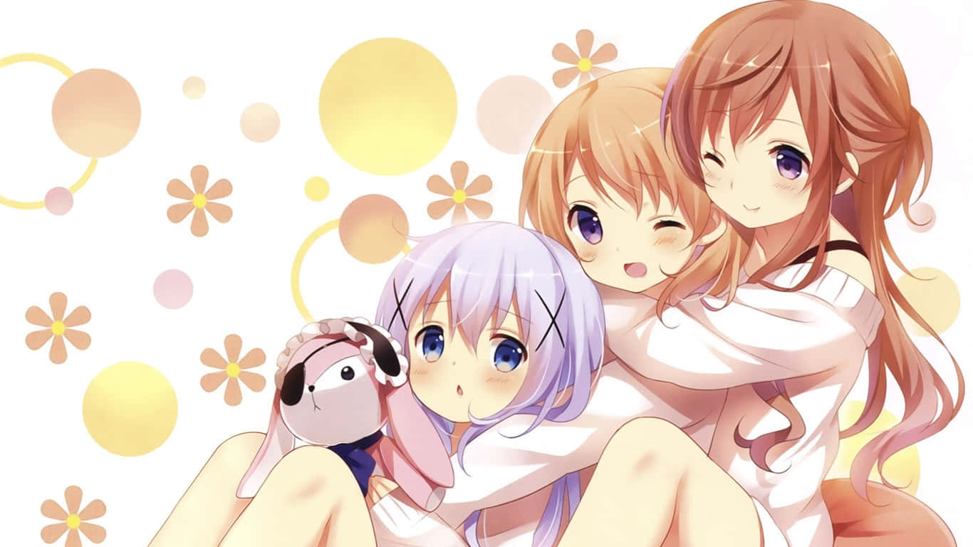 Spectacular Digital Artwork Of Anime Cute Sisters Background