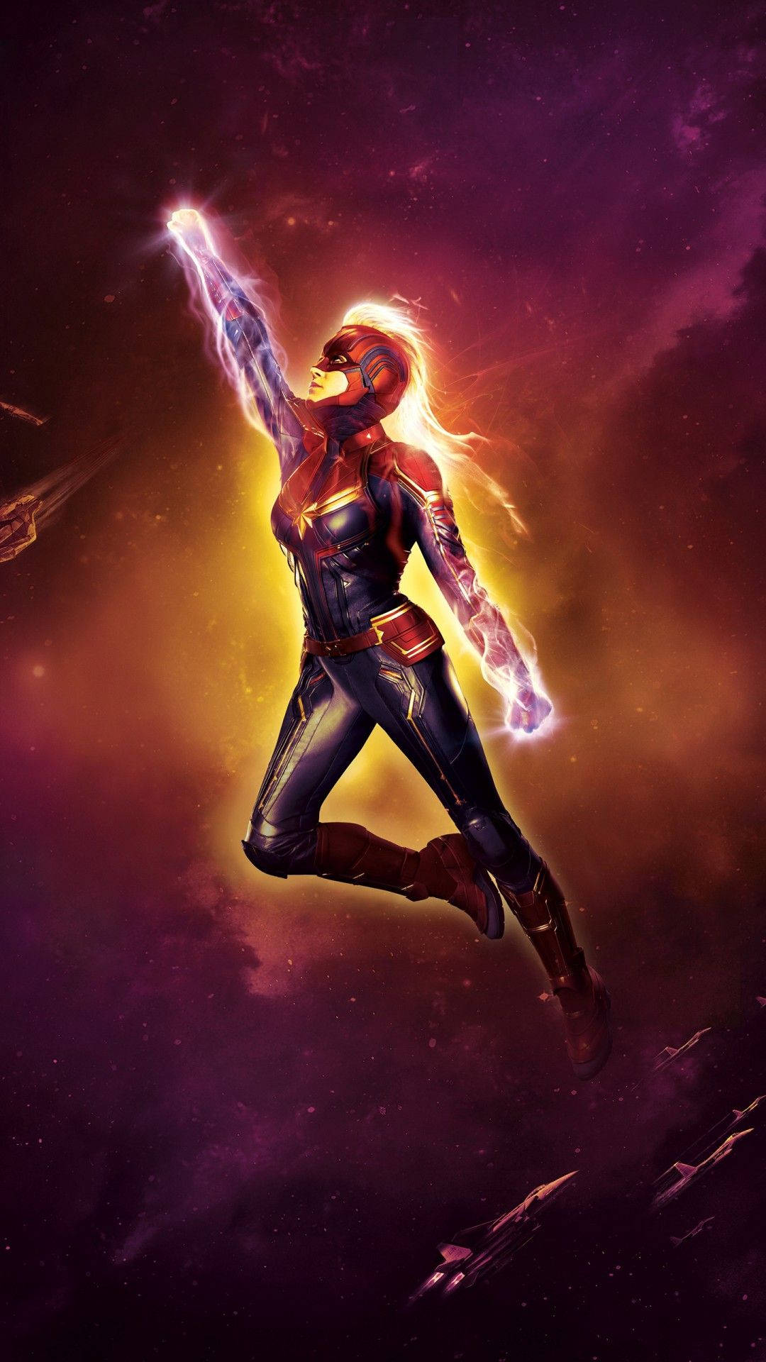 Spectacular Flying Captain Marvel Iphone Background