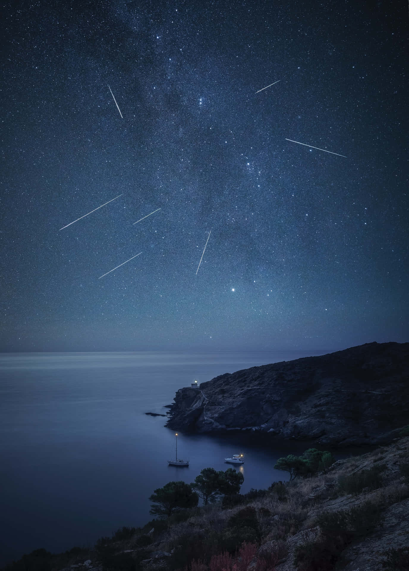 Spectacular Meteor Streaking Across Night Sky Background