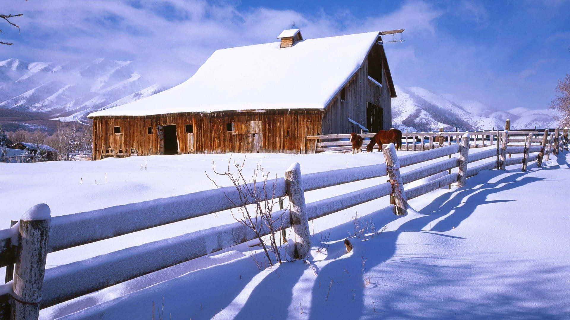 Spectacular New Hampshire Winter Barn Background