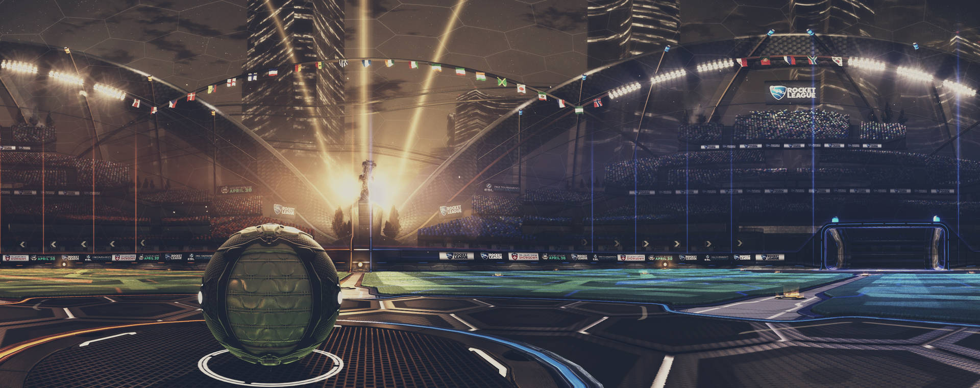 Spectacular Panorama Of Rocket League Field In 2k Resolution Background